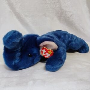 Vtg TY Beanie Buddy Large Plush Blue Peanut Elephant 15" Stuffed Animal Toy 1998